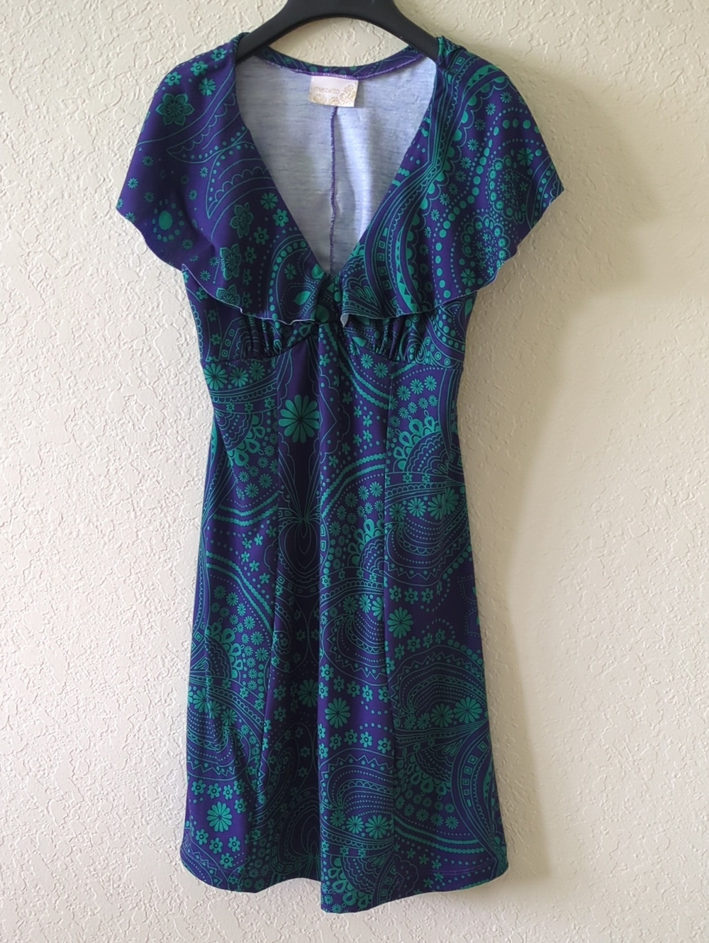 Women’s Navy & Teal Paisley Fit-and-Flare Dress